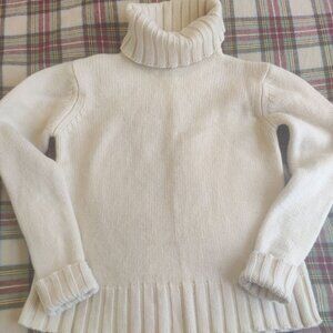 Bloomingdale's 100% Wool Knit Cream Classic Turtleneck Sweater